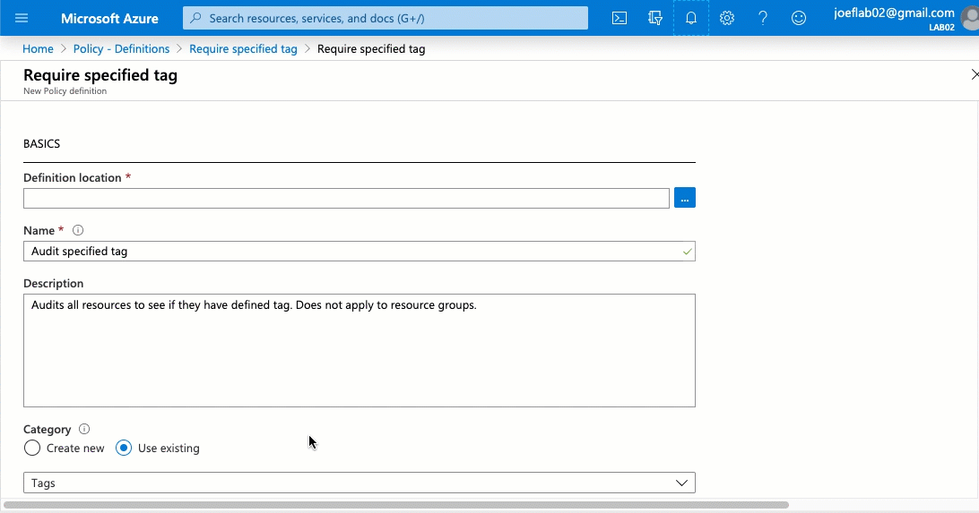 Editing the new definition