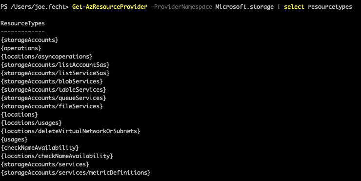Storage Provider ResourceTypes